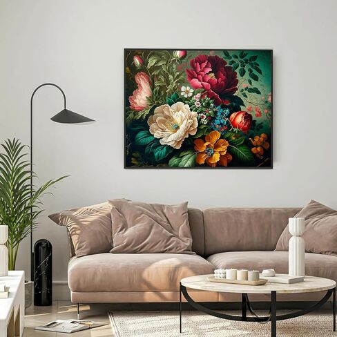 Flower Paint by Numbers Kit for Adults Canvas-Flower Paint by Numbers Kits for Adults,Flower Adult Paint by Numbers for Adults for Gift Home Wall Decor(16x20inch) in Saudi Arabia
