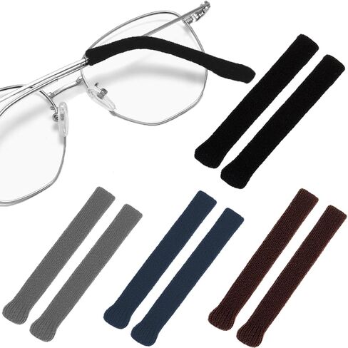 Eyeglass Ear Cushions,Soft Knitting Cotton Fabric Glasses Ear Grippers Anti SlipTemple Tips Sleeve Retainer,Glasses Arm Cushion for Sunglasses, Glasses Accessories(4 Colors) in Kuwait