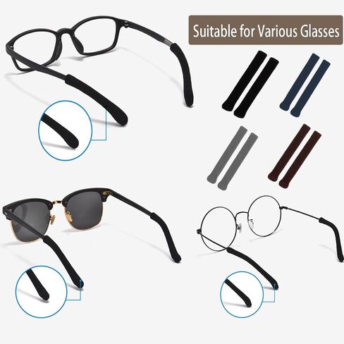 Eyeglass Ear Cushions,Soft Knitting Cotton Fabric Glasses Ear Grippers Anti SlipTemple Tips Sleeve Retainer,Glasses Arm Cushion for Sunglasses, Glasses Accessories(4 Colors) in Kuwait