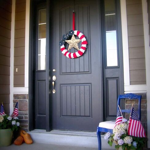 ديكور حائط على شكل نجمة الحظيرة المعدنية الوطنية من Grace Home، نجمة معدنية ريفية معلقة مقاس 30.48 سم لتزيين الرابع من يوليو in Kuwait