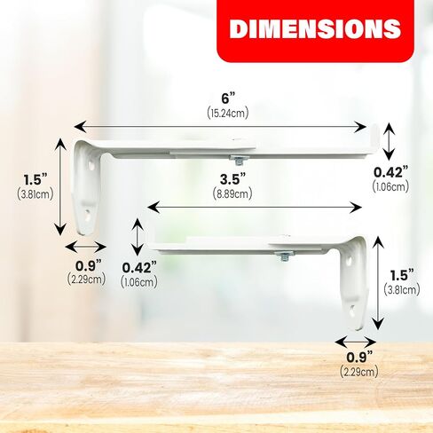 Amazing Drapery Hardware Center Support Brackets for 2.5 Inch Pocket Rods - Adjustable 3.5 to 6 Inch Clearance, Universal for Wide Pocket Rods - 2 Pack with Screws in Kuwait