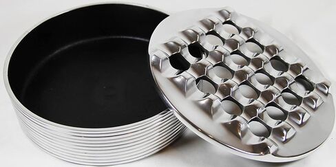 Aluminum Metal Cigar Ashtray with Lid For Men-Durable handcrafted 16 Holes Grid Design Ash Tray indoor and outdoor - Wind Resistant Round Cigars to Cigarillos, black (53) in Kuwait
