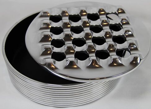 Aluminum Metal Cigar Ashtray with Lid For Men-Durable handcrafted 16 Holes Grid Design Ash Tray indoor and outdoor - Wind Resistant Round Cigars to Cigarillos, black (53) in Kuwait