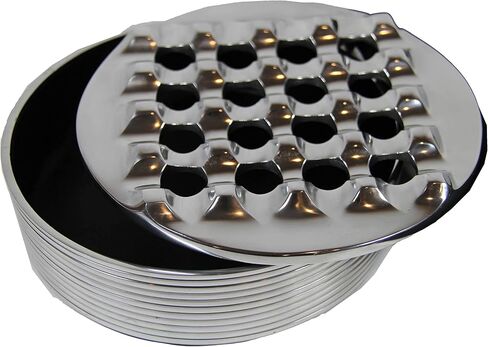 Aluminum Metal Cigar Ashtray with Lid For Men-Durable handcrafted 16 Holes Grid Design Ash Tray indoor and outdoor - Wind Resistant Round Cigars to Cigarillos, black (53) in Kuwait