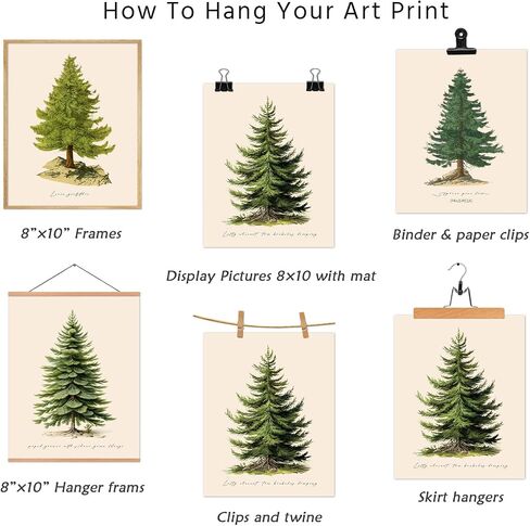 InSimSea 4 PCS Christmas Pine Tree Wall Decor Posters Prints Set, Modern Home Decor Wall Art for Living Room, Christmas Painting Print, Winter Decoration for home kitchen, (8X10 inches, Unframed) in Kuwait