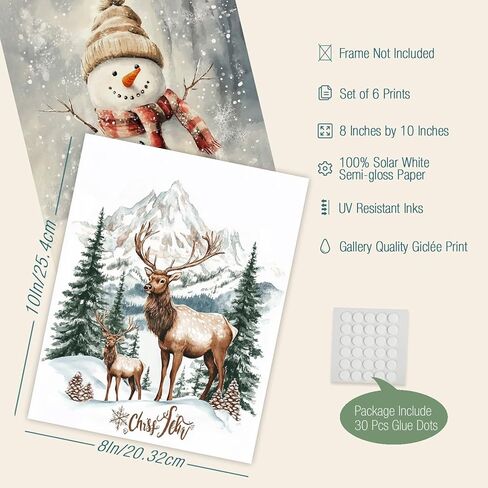 InSimSea 4 PCS Christmas Pine Tree Wall Decor Posters Prints Set, Modern Home Decor Wall Art for Living Room, Christmas Painting Print, Winter Decoration for home kitchen, (8X10 inches, Unframed) in Kuwait