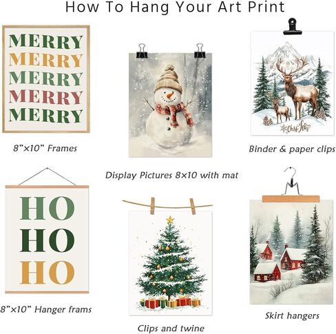 InSimSea 4 PCS Christmas Pine Tree Wall Decor Posters Prints Set, Modern Home Decor Wall Art for Living Room, Christmas Painting Print, Winter Decoration for home kitchen, (8X10 inches, Unframed) in Kuwait