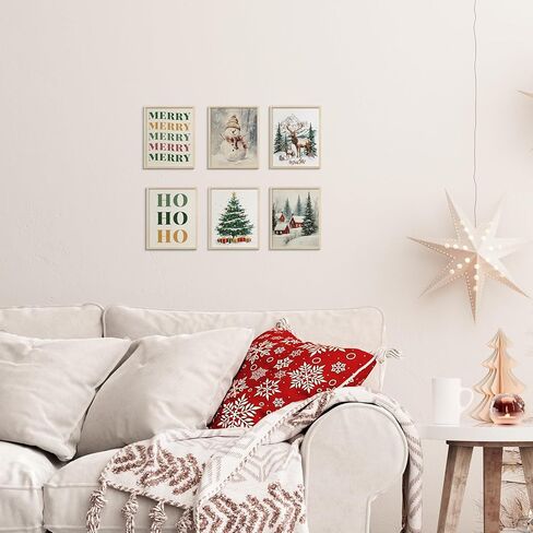 InSimSea 4 PCS Christmas Pine Tree Wall Decor Posters Prints Set, Modern Home Decor Wall Art for Living Room, Christmas Painting Print, Winter Decoration for home kitchen, (8X10 inches, Unframed) in Kuwait