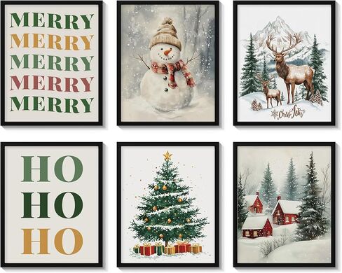 InSimSea 4 PCS Christmas Pine Tree Wall Decor Posters Prints Set, Modern Home Decor Wall Art for Living Room, Christmas Painting Print, Winter Decoration for home kitchen, (8X10 inches, Unframed) in Kuwait