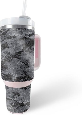 جلد لامع لامع من MightySkins متوافق مع كوب Stanley The Quencher H2.0 FlowState سعة 40 أونصة - مموه رقمي | لمسة نهائية لامعة واقية ومتينة شديدة اللمعان | سهل التطبيق in Saudi Arabia