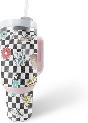 جلد لامع لامع من MightySkins متوافق مع كوب Stanley The Quencher H2.0 FlowState سعة 40 أونصة - فريزيا بيضاء | لمسة نهائية لامعة واقية ومتينة شديدة اللمعان | سهل التطبيق in Saudi Arabia