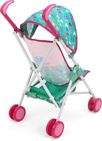 عربة دمى من بيبي الايف - زهري وقوس قزح - تناسب الدمى حتى 24 انش، مظلة قابلة للسحب، حزام امان لدمية الطفل، مقبض وعجلات بلونين، سلة تخزين، للاطفال من سن 3 سنوات فما فوق in Kuwait