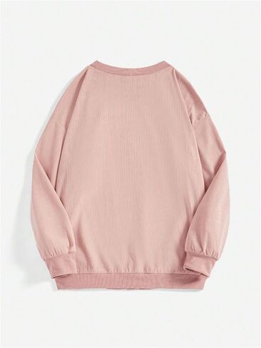 Women's Plus Size Embroidery Graphic Corduroy Sweatshirts Long Sleeve Drop Shoulder Crewneck Pullovers in Saudi Arabia