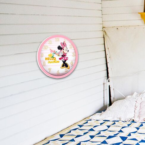 مجموعة ساعات حائط ميني ماوس - حزمة ديكور الغرفة مع ساعتي حائط ميني 10 بوصة، بالإضافة إلى ملصقات والمزيد | ساعات غرفة نوم ميني ماوس in Kuwait