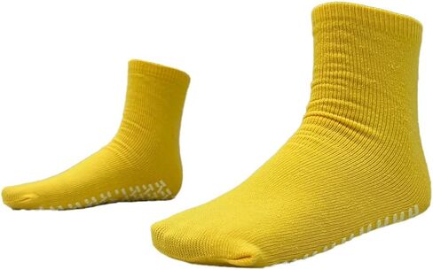 AMiNA L Hospital Socks for Men & Women - Bright Yellow Non-Slip Hospital Socks with Grips, Extra Wide Non-Binding Comfort, Breathable Grippy Socks for Elderly, Diabetic Footwear for Sensitive Feet in Kuwait