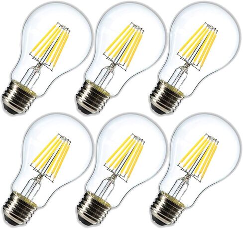 Dimmable 6W Vintage LED Edison Bulb 4000K Daylight White A19 /A60 LED Light Bulbs 600LM Led Filament Bulb 60W Equivalent E26 Medium Base Clear Glass , 6 Pack in Kuwait