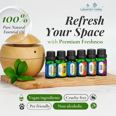 100% Pure Essential Oils for Diffusers, Home Care, Car, Hair & Massage, Candle Making Scents, Fragrance, Aromatherapy, Humidifiers, Gifts - 10 ml (0.33 oz) (10ml/(0.33 oz), Coriander) in Saudi Arabia