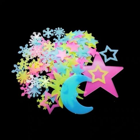 2 Pcs Christmas Snowflake Stickers Glow-in-The-Dark Christmas Decorations Ice Party Supplies Christmas Snowflake (Moon) in Saudi Arabia