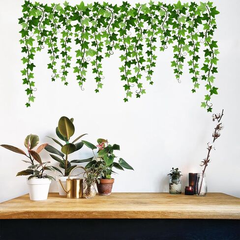 iMagitek Evergreen Lvy يترك ملصقات الحائط معلقة الكرمة جدار الشارات ديكورات الحائط لغرفة المعيشة غرفة نوم التلفزيون خلفية غرفة الطعام in Kuwait