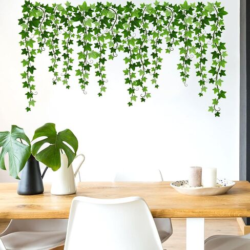 iMagitek Evergreen Lvy يترك ملصقات الحائط معلقة الكرمة جدار الشارات ديكورات الحائط لغرفة المعيشة غرفة نوم التلفزيون خلفية غرفة الطعام in Kuwait