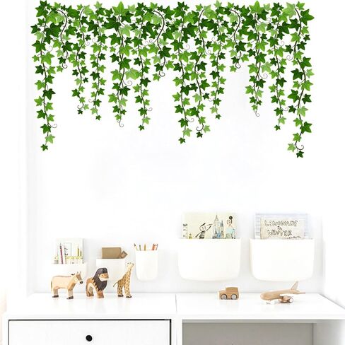 iMagitek Evergreen Lvy يترك ملصقات الحائط معلقة الكرمة جدار الشارات ديكورات الحائط لغرفة المعيشة غرفة نوم التلفزيون خلفية غرفة الطعام in Kuwait