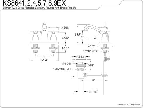 Kingston Brass KS8642EX Elinvar 4 "صنبور حمام مركزي، نحاس مصقول in Saudi Arabia