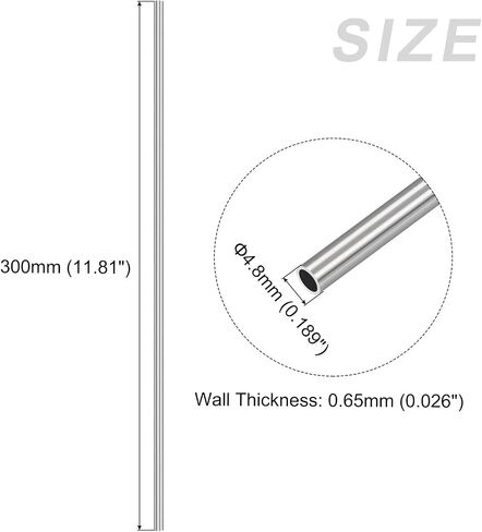 METALLIXITY 304 Stainless Steel Tube (8.5mm OD x 0.5mm Wall T x 300mm L), Straight Tubing - for Home Furnishing, Machinery in Saudi Arabia