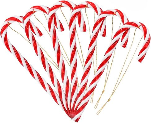 Naler 12PCS Christmas Decoration Candy Cane Hanging Ornaments for Christmas Tree Party Decorations, Plastic, 4.5" in Kuwait
