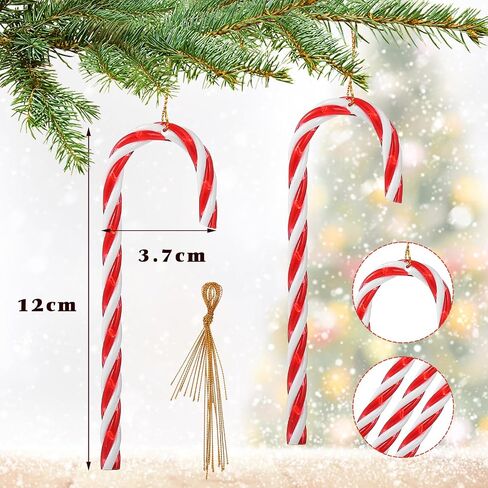 Naler 12PCS Christmas Decoration Candy Cane Hanging Ornaments for Christmas Tree Party Decorations, Plastic, 4.5" in Kuwait