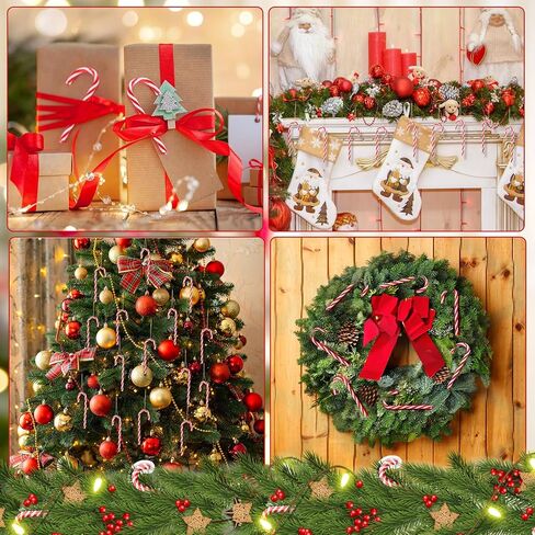 Naler 12PCS Christmas Decoration Candy Cane Hanging Ornaments for Christmas Tree Party Decorations, Plastic, 4.5" in Kuwait