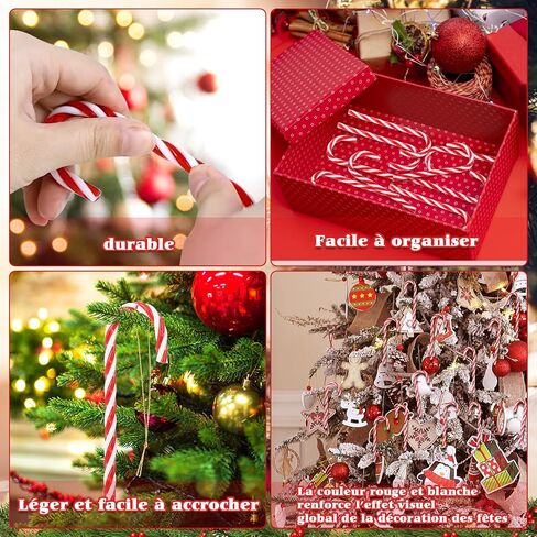 Naler 12PCS Christmas Decoration Candy Cane Hanging Ornaments for Christmas Tree Party Decorations, Plastic, 4.5" in Kuwait