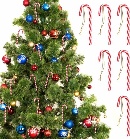 Naler 12PCS Christmas Decoration Candy Cane Hanging Ornaments for Christmas Tree Party Decorations, Plastic, 4.5" in Kuwait