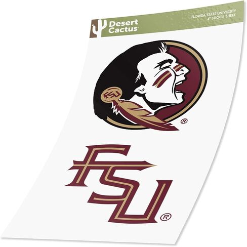 Desert Cactus Florida State University Stickers Seminoles FSU Vinyl Decal Laptop Water Bottle Car Scrapbook (4 Inch Set V1) in Saudi Arabia