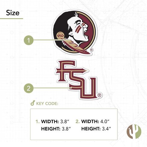 Desert Cactus Florida State University Stickers Seminoles FSU Vinyl Decal Laptop Water Bottle Car Scrapbook (4 Inch Set V1) in Saudi Arabia