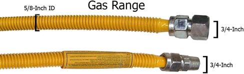 LASCO 10-1259 Flexible Coated Stainless Steel Gas Range Supply Line, 72-Inch, 5/8 Inch ID with 3/4 Inch Pipe Thread Fittings , Yellow in Kuwait