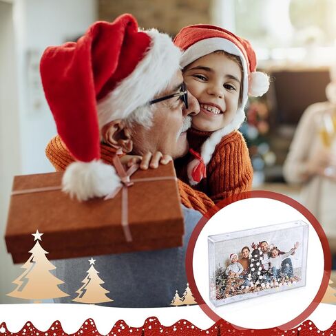 Christmas Snow Globe Photo Frame Glitter Acrylic Picture Frame DIY Floating Water Photo Frame Tabletop Display Frame for Family Friends Gifts (4, White) in Saudi Arabia