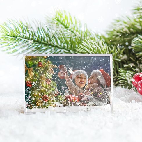 Christmas Snow Globe Photo Frame Glitter Acrylic Picture Frame DIY Floating Water Photo Frame Tabletop Display Frame for Family Friends Gifts (4, White) in Saudi Arabia