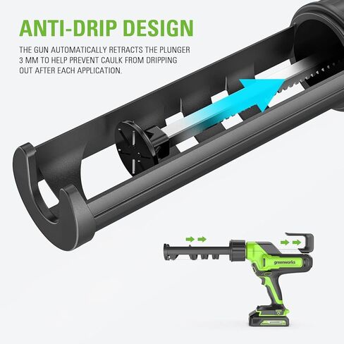 جرينوركس 24 فولت لاسلكي، 10 أونصة. مسدس السد واللاصق 6 سرعات مضادة للتقطير مع بطارية USB 2 أمبير وشاحن 2 أمبير in Kuwait