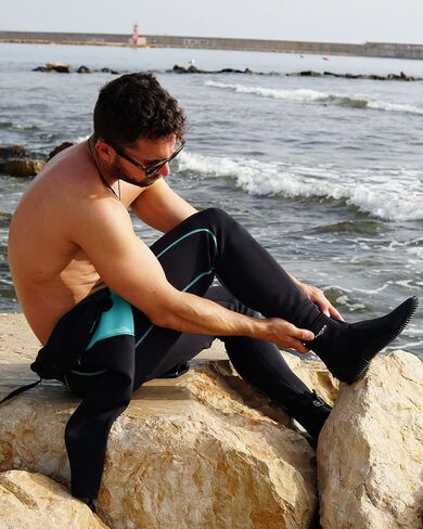 XUKER Neoprene Diving Boots, 3mm 5mm Water Shoes Glued Blind Stitched Wetsuit Booties Adult Men Women with Anti-Slip Rubber Sole Side Zipper in Kuwait