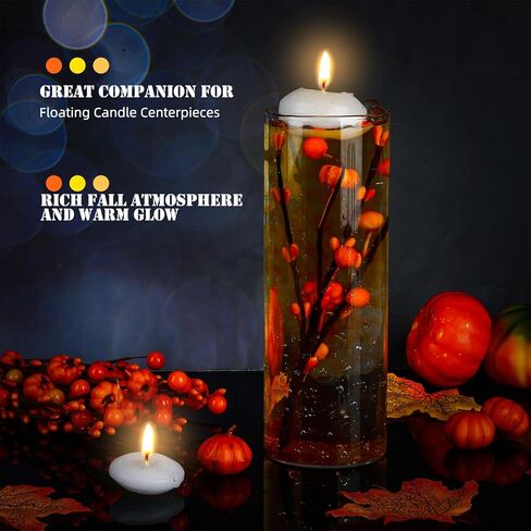 6 قطع من حشوات مزهرية من الزهور الاصطناعية من Giegxin للشموع مع 10000 خرزة من جل الماء، فرع التوت اليقطين الصناعي لعيد الشكر في ديكور الطاولة وحفلات عطلة الخريف in Kuwait