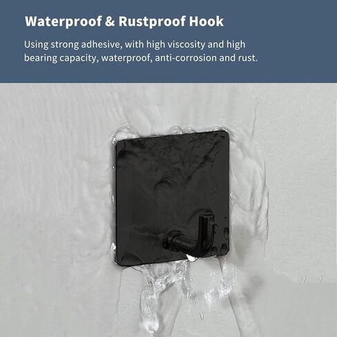 Adhesive Hook, Waterproof in Shower Hooks for Inside Shower, No Drill Shower Hanger Hooks for Hanging Loofah, Towels, Robes Stainless Steel Sticky Wall Hook Black Stick on Hooks (Black 4 PCS) in Saudi Arabia