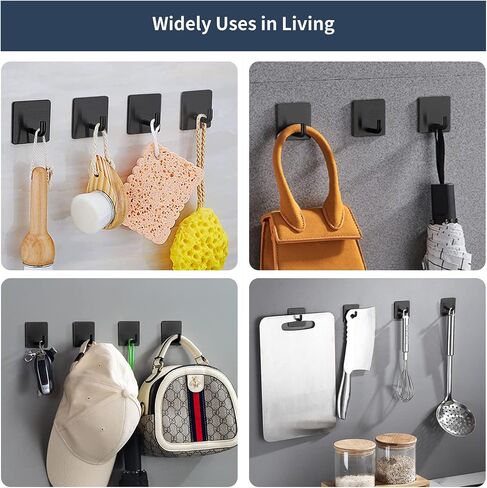 Adhesive Hook, Waterproof in Shower Hooks for Inside Shower, No Drill Shower Hanger Hooks for Hanging Loofah, Towels, Robes Stainless Steel Sticky Wall Hook Black Stick on Hooks (Black 4 PCS) in Saudi Arabia