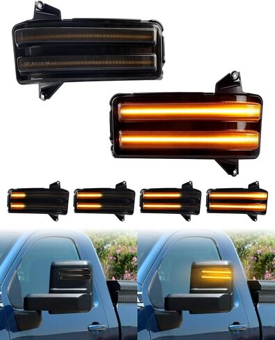 Sequential LED Side Mirror Turn Signal Lights for Chevy Silverado/GMC Sierra 2500 3500 2020 2021 2022 2023, Smoked Lens Switchback White DRL & Dynamic Amber Tow Mirror Turn Signal Indicator lamp in Saudi Arabia