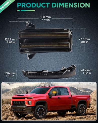 Sequential LED Side Mirror Turn Signal Lights for Chevy Silverado/GMC Sierra 2500 3500 2020 2021 2022 2023, Smoked Lens Switchback White DRL & Dynamic Amber Tow Mirror Turn Signal Indicator lamp in Saudi Arabia