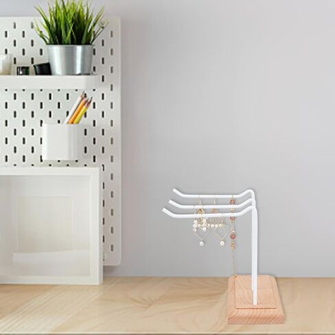 1 Tier 3-Row Jewelry Display Rack Detachable L-Hook Jewelry Organizer Holder with Base And Holder Large Capacity White Iron Display Stand for Bracelets Keychains Storage in Saudi Arabia