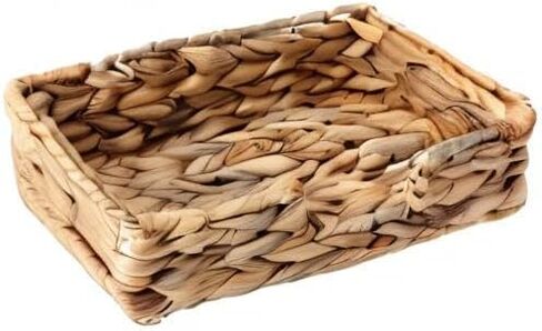 سلة مناديل ورقية للعشاء على الطاولة، سلة مناديل للضيوف للاستعمال مرة واحدة، حامل مناديل مستطيلة من صفير الماء منسوج من الخيزران للمطبخ (خام) in Kuwait