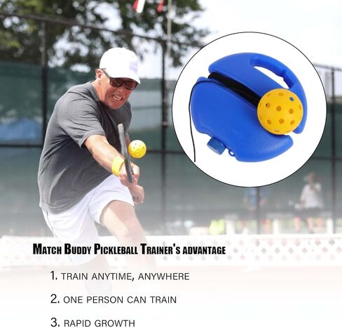 Match Buddy Pickleball Trainer, Matchbuddy Pickleball Trainer, Portable Pickleball Trainer Rebound Ball, Rebound Practice Pickleball with Cord in Saudi Arabia