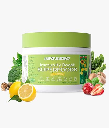 مسحوق الأطعمة الفائقة من Immunity Greens، المناعة، صحة الأمعاء، الطاقة، تخفيف التوتر، الجلد، الأظافر، الشعر، تحسين النوم، الصحة العامة، فيتامينات ومعادن متعددة، 30SVG، 100 جرام in Saudi Arabia
