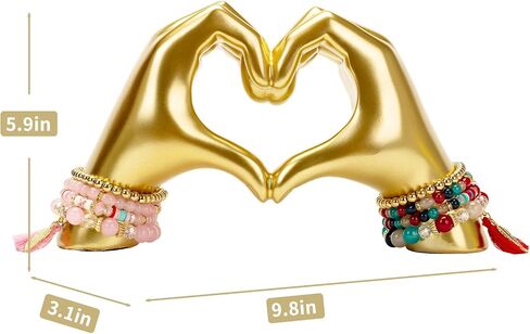 Gold Gesture Decor for Living Room, Heart Hand Statue Room Decoration, Love Finger Sculpture for Shelves, Home,Bedroom, Bookshelf, Coffee Table, Wedding Small Ornament Home Decoration, Decor 2Pcs in Saudi Arabia