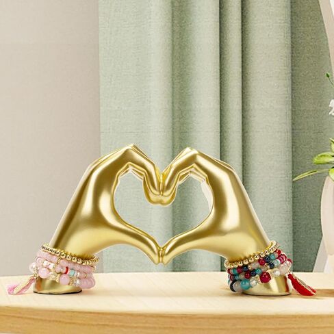 Gold Gesture Decor for Living Room, Heart Hand Statue Room Decoration, Love Finger Sculpture for Shelves, Home,Bedroom, Bookshelf, Coffee Table, Wedding Small Ornament Home Decoration, Decor 2Pcs in Saudi Arabia